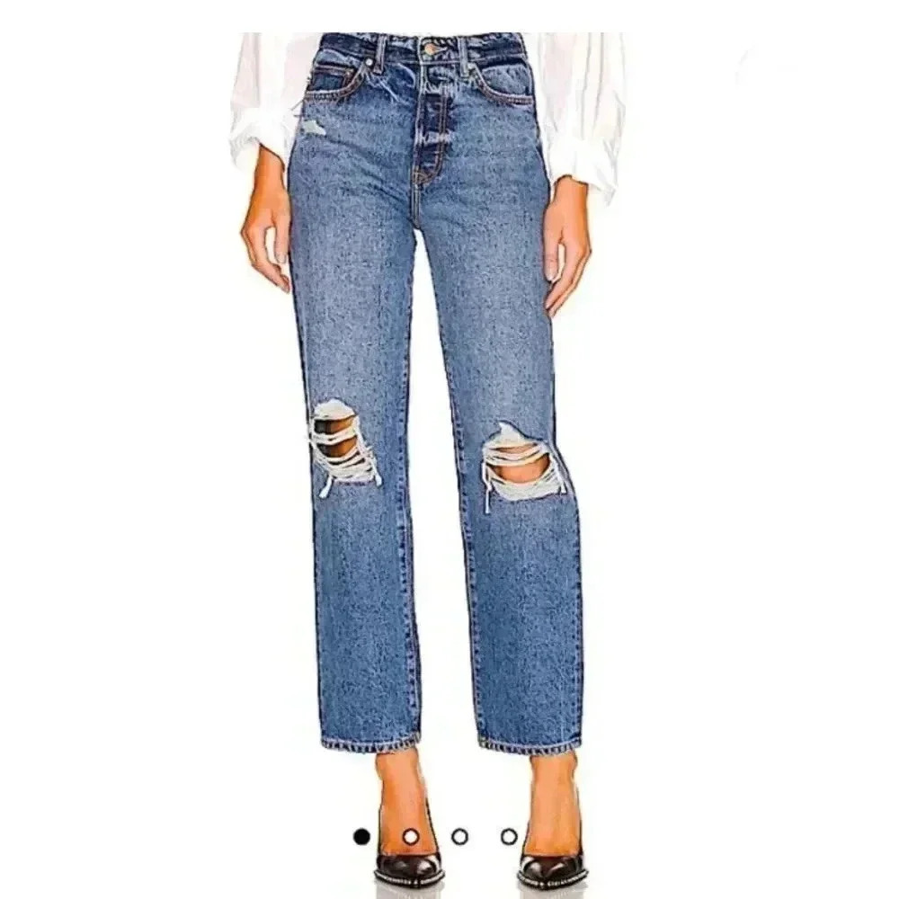 Lovers + Friends Straight Leg Jeans Ryan Size 26 Distressed